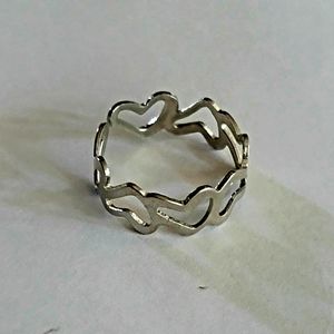 NEW FASHION LADIES SIZE 5 HEART ETERNITY BAND SILVER RING SALE